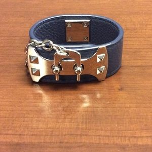 BCBG Leather Cuff Bracelet with silver hardware